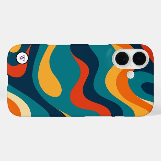 Retro Wavy Pattern Modern Abstract iPhone Case Case-Mate iPhoneケース (裏面 (横))