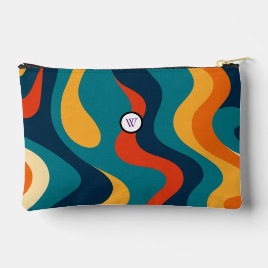 Retro Wavy Pattern Modern Abstract Make Up Bag アクセサリーポーチ (裏面)