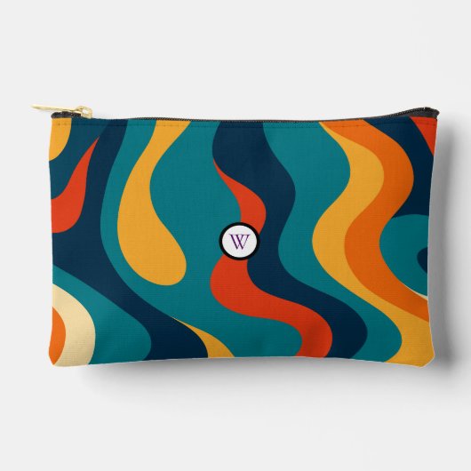 Retro Wavy Pattern Modern Abstract Make Up Bag アクセサリーポーチ (正面)