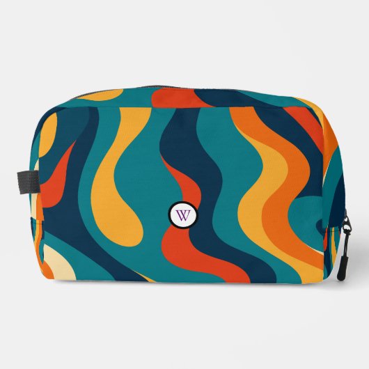 Retro Wavy Pattern Modern Abstract Make Up Bag ドップキット (正面)
