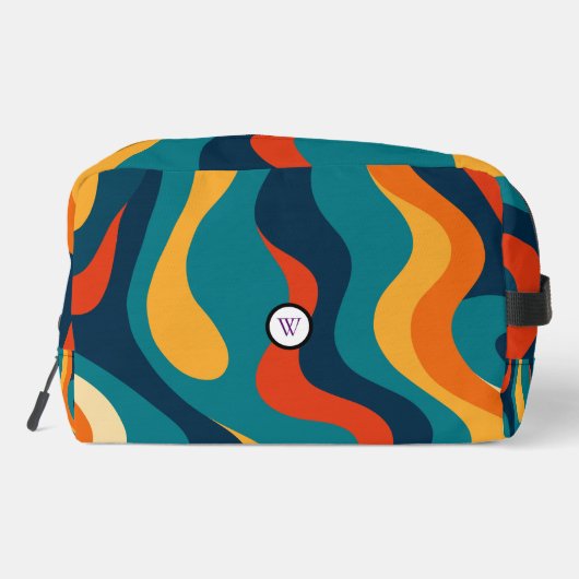Retro Wavy Pattern Modern Abstract Make Up Bag ドップキット (裏面)