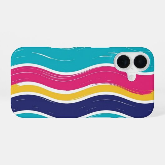 Retro Wavy Stripe Seamless Pattern iPhone 16ケース (裏面横)