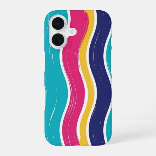 Retro Wavy Stripe Seamless Pattern iPhone 16ケース (裏面)