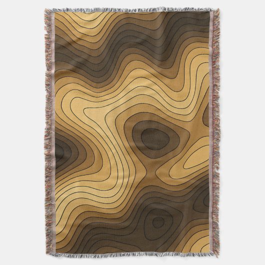 Retro Wavy Topographic Abstract Pattern スローブランケット (正面縦)