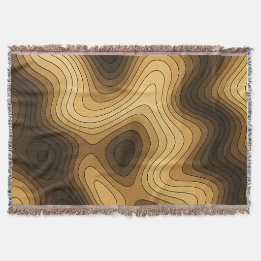 Retro Wavy Topographic Abstract Pattern スローブランケット (正面)