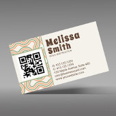 Retro Wavy Vertical Side Pattern QR Code  名刺