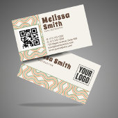 Retro Wavy Vertical Side Pattern QR Code  名刺