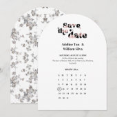 Retro Wedding Save the Date Calendar | 70s themed 招待状 (正面/裏面)