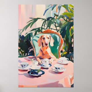 Retro Weimaraner Poster, Weimaraner Oil Painting ポスター