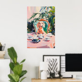 Retro Weimaraner Poster, Weimaraner Oil Painting ポスター (ホームオフィス)