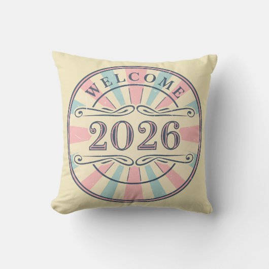 Retro Welcome 2026 Decorative Pillow クッション (正面)