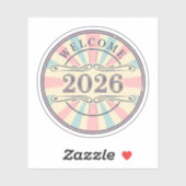 Retro Welcome 2026 New Year Sticker シール (シート)