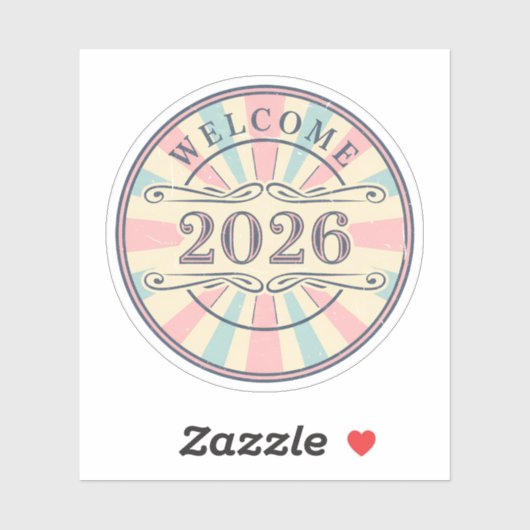 Retro Welcome 2026 New Year Sticker シール (シート)