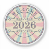 Retro Welcome 2026 New Year Sticker シール (正面)