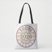 Retro Welcome 2026 New Year Tote Bag トートバッグ (正面)