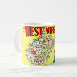 Retro  West Virginia Map Mug コーヒーマグカップ