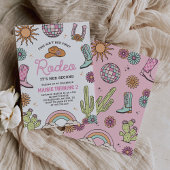 Retro Western Girl Second Rodeo Birthday 招待状