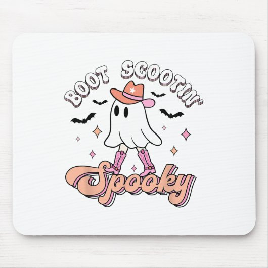 Retro Western Halloween Cute Ghost Funny Boot Scoo マウスパッド (正面)