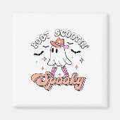 Retro Western Halloween Cute Ghost Funny Boot Scoo マグネット (正面)