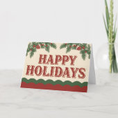 Retro Western Happy Holidays Christmas シーズンカード (正面)