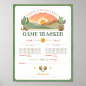 Retro Western Pickleball Game Tracker Sheet  ポスター (正面)
