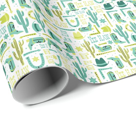 Retro Western Wrapping Paper | Turquoise & Lime ラッピングペーパー (ロールコーナー)