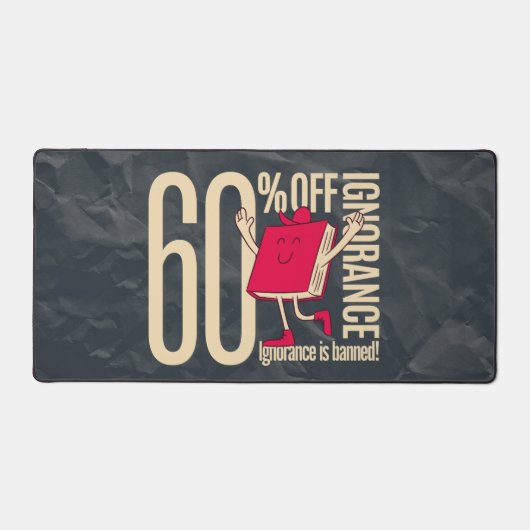 Retro Whimsical Bookish Ignorance Banned Gaming  デスクマット (正面)