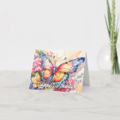 Retro Whimsical Butterfly Happy Birthday カード (正面)