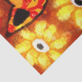 Retro Whimsical Cat Kitty Floral Orange Decoupage 薄葉紙 (詳細)