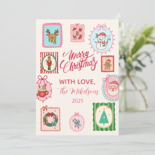 Retro Whimsical Christmas シーズンカード (スタンド正面)