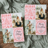 Retro Whimsical Hand Drawn Merry Christmas 2 Photo シーズンカード