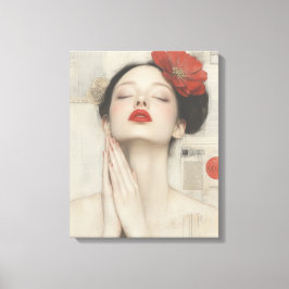 Retro Whimsical Lady Stretched Canvas Print キャンバスプリント