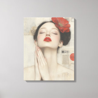 Retro Whimsical Lady Stretched Canvas Print キャンバスプリント