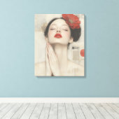 Retro Whimsical Lady Stretched Canvas Print キャンバスプリント (インサイチュ (ウッドフロア))