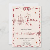 Retro Whimsical Red And Pink Birthday Party  招待状 (正面)