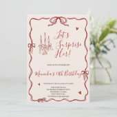 Retro Whimsical Red And Pink Birthday Party  招待状 (スタンド正面)