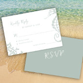 Retro whimsical script beach destination wedding 出欠カード