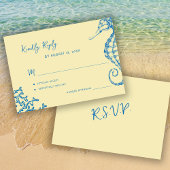 Retro whimsical script beach destination wedding 出欠カード