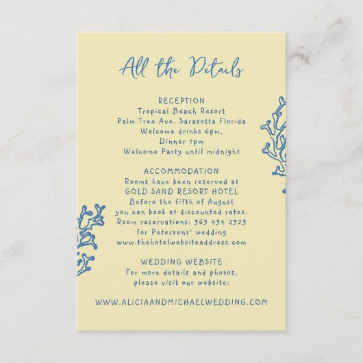 Retro whimsical summer beach wedding details  エンクロージャーカード (正面)