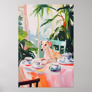 Retro Whippet Poster, Whippet Oil Painting ポスター