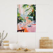 Retro Whippet Poster, Whippet Oil Painting ポスター (キッチン)