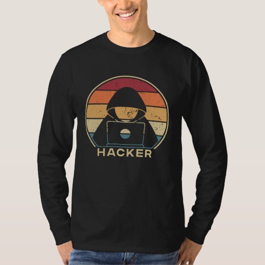 Retro White Hat Black Hat Ethical Hacking Hacker Tシャツ (正面)