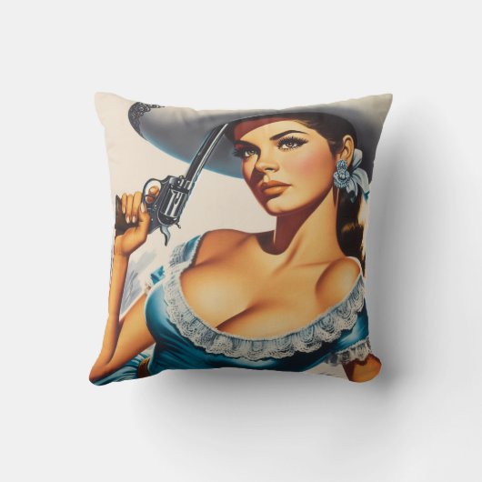 Retro Wild West Pin-up クッション (裏面)