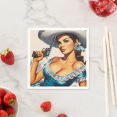 Retro Wild West Pin-up スタンダードカクテルナプキン (インサイチュ)