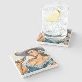 Retro Wild West Pin-up ストーンコースター (横)