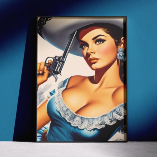Retro Wild West Pin-up ポスター