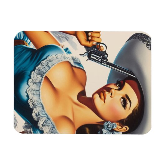 Retro Wild West Pin-up マグネット (横)
