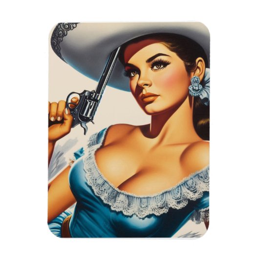Retro Wild West Pin-up マグネット (縦)
