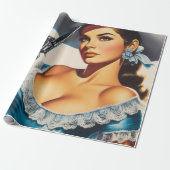Retro Wild West Pin-up ラッピングペーパー (アンロールド)