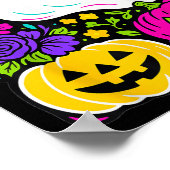 Retro Wildflower Boho Ghost Floral Halloween Cute  ポスター (角)